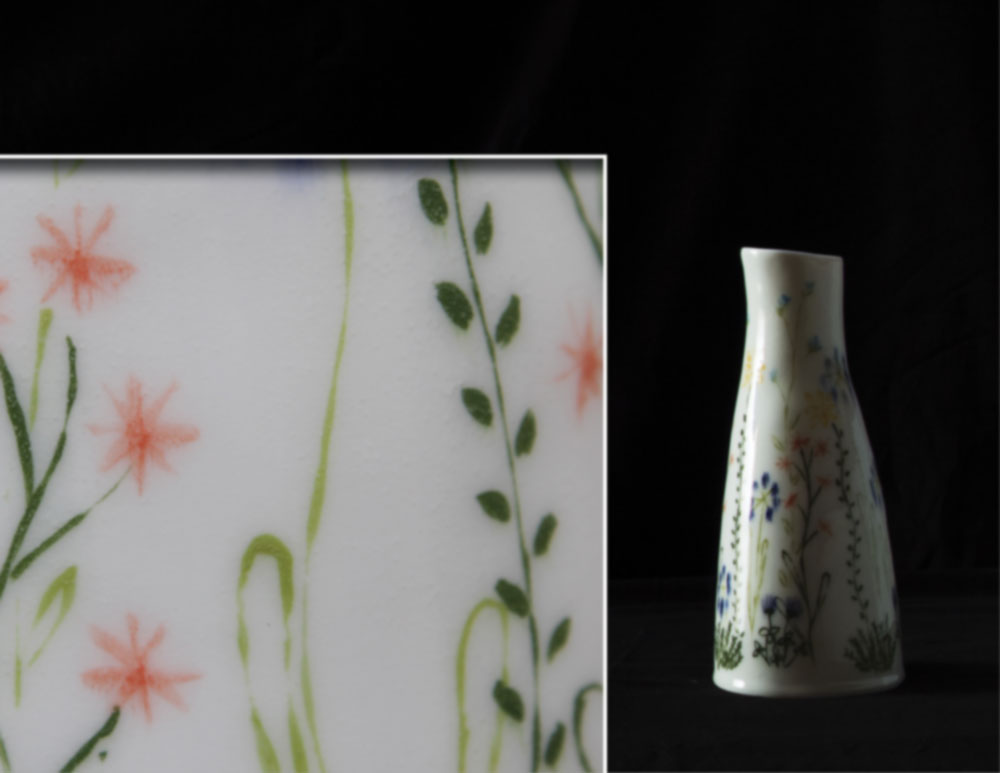 Vaas - porselein, veldbloemen