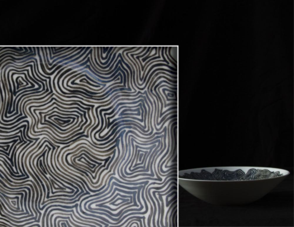 Schaal - porselein, vloeiende lijnen