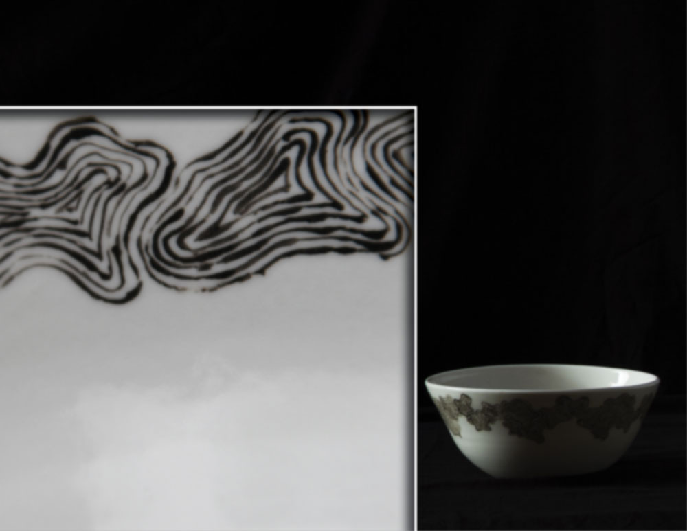 om - porselein, vloeiende lijnen